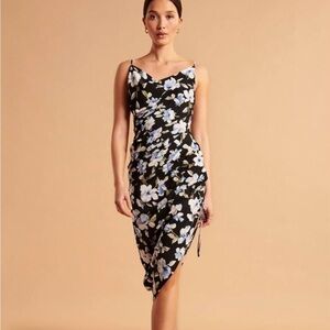 Abercrombie & Fitch Asymmetrical Cinched Midi Dress